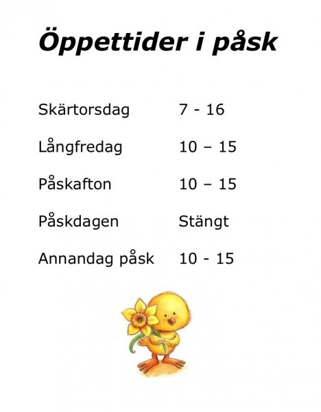 Öppettider i Påsk